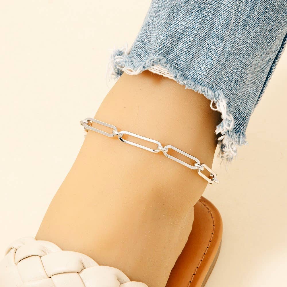 Stainless Steel Oval Chain Link Anklet
