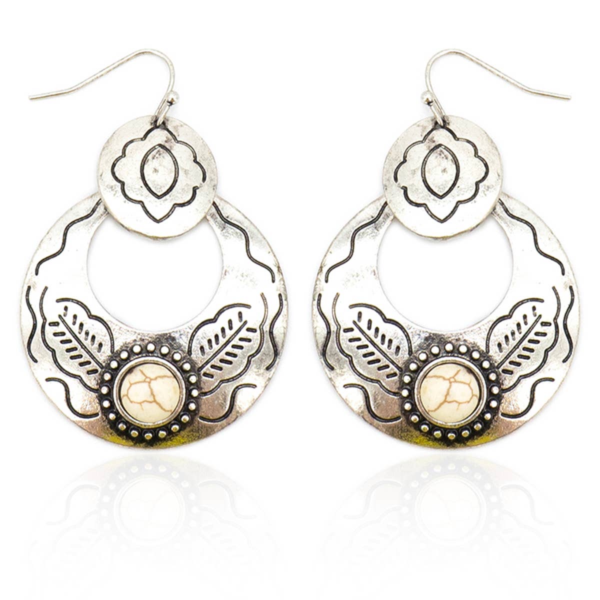 Howlite Stone Textured Metallic Earrings
