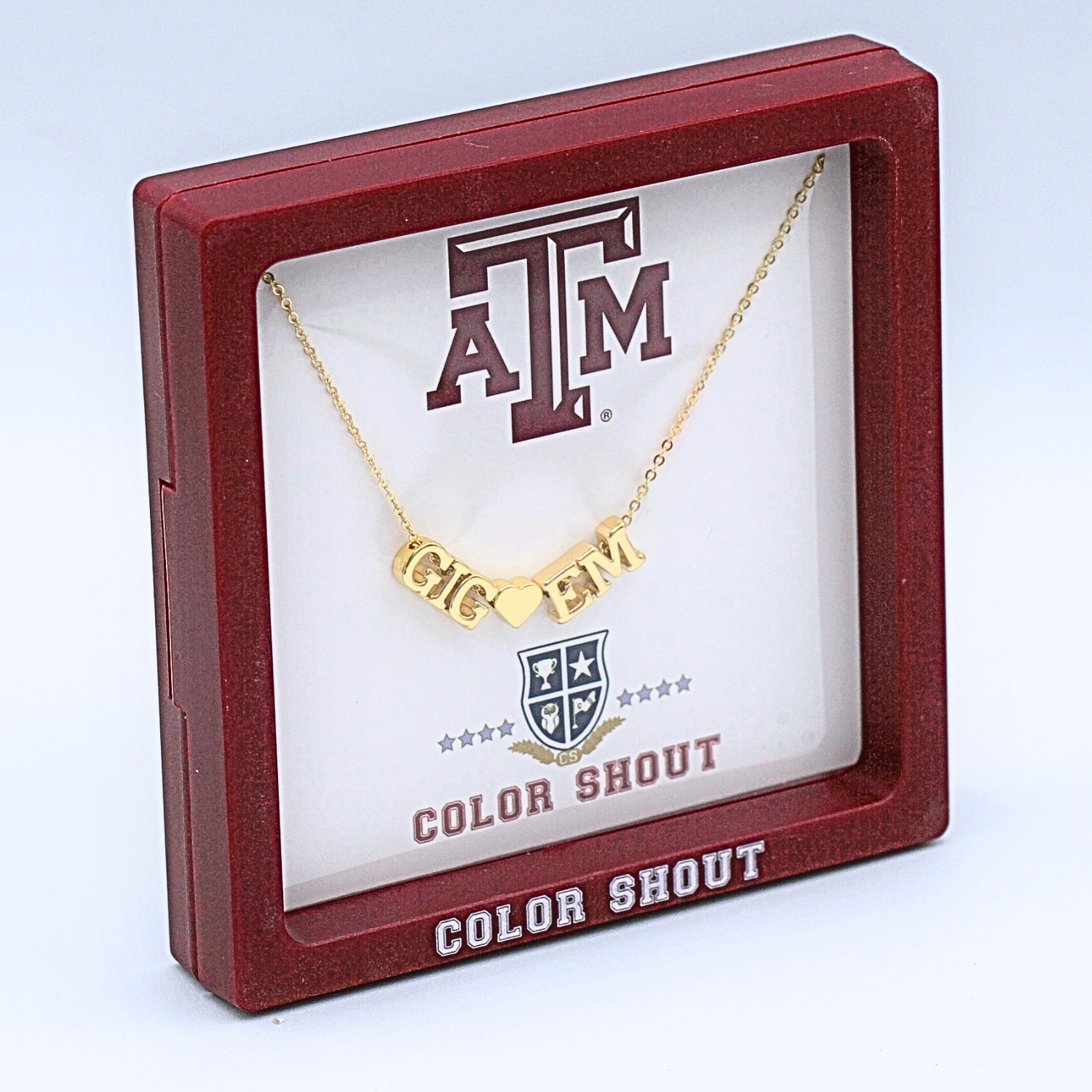 Texas A&M University Gig 'Em Heart Necklace