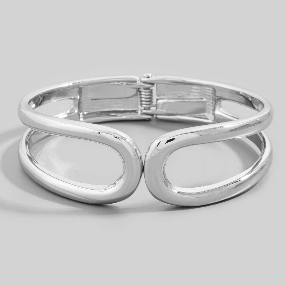 Sculpted Metal Infinity Hinged Bangle Bracelet