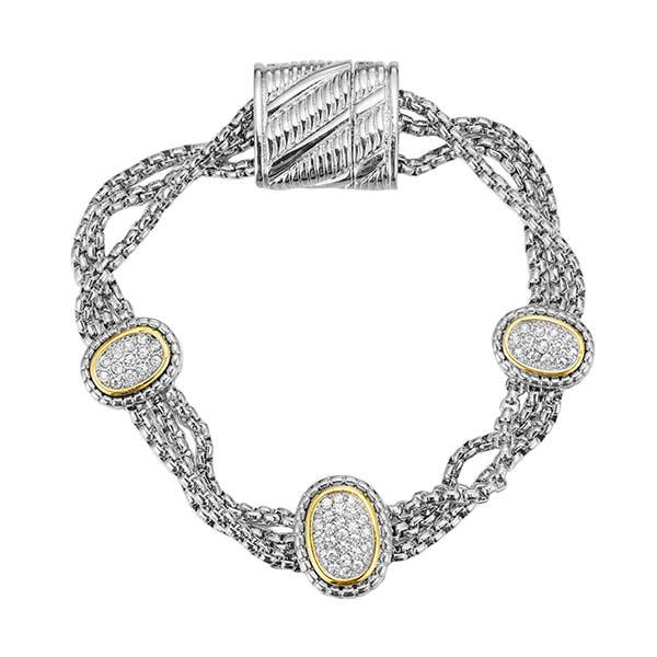 Two Tone Crystal Pave Magnetic Bracelet