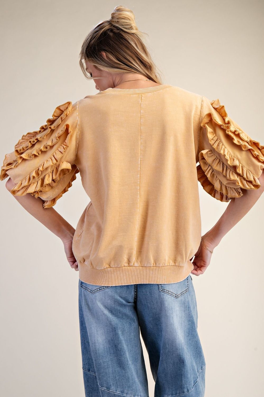 Bubble Sleeve Mineral Print Top