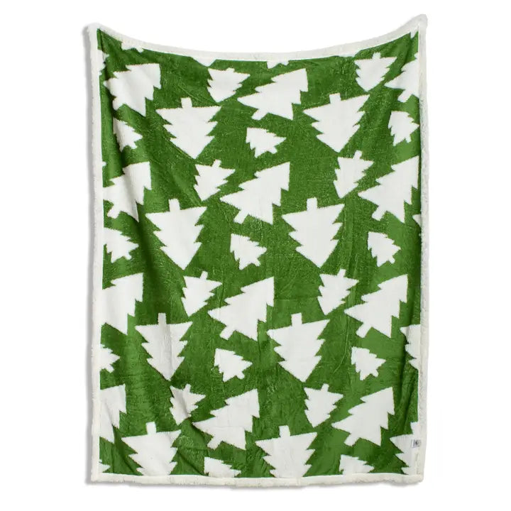 Jolly Tree Throw Green/White 50x60