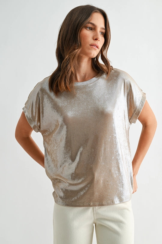 Metallic Knit Dolman Top