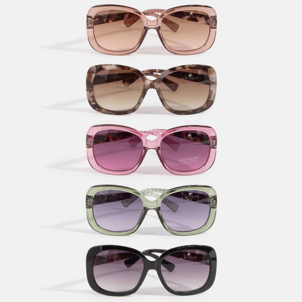 Oversized Square-Round Woven Brow Bar Sunglasses