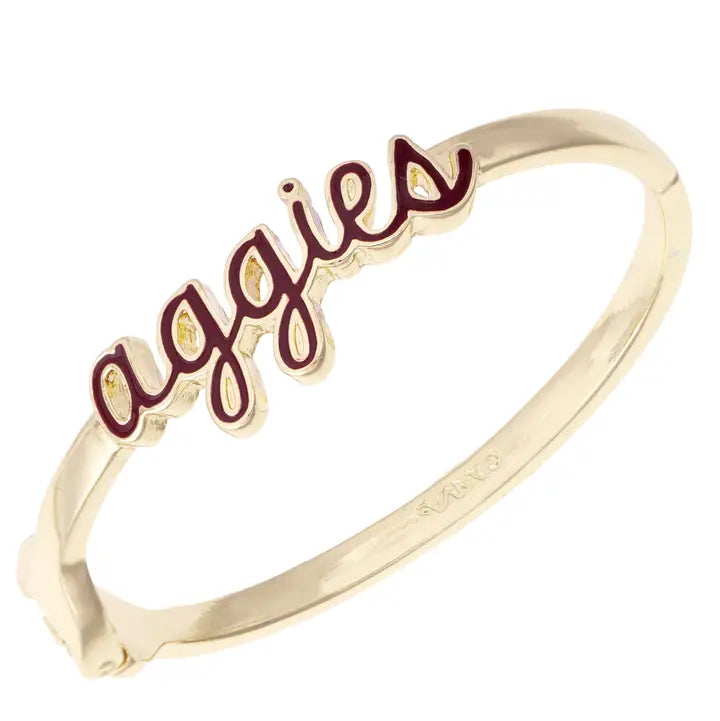 Canvas Texas A&M Aggies Cursive Enamel Hinge Bangle