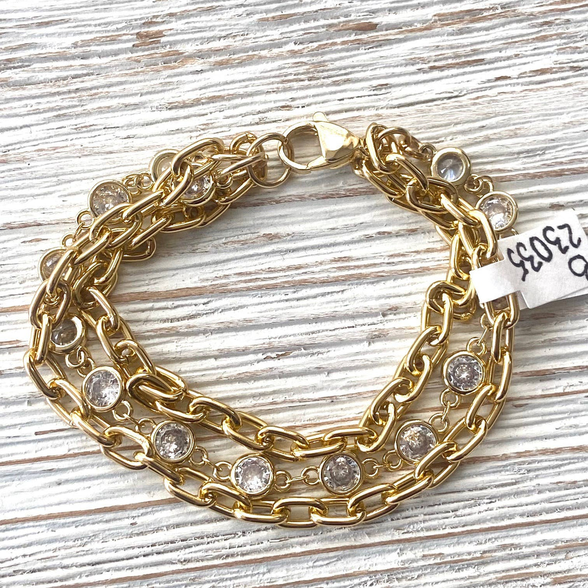 Crystal Gold Layered Chain Bracelet