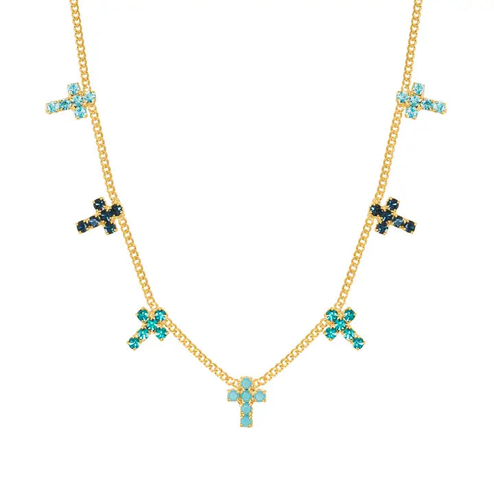 Tova Multi Cross Necklace in Marina Fairy