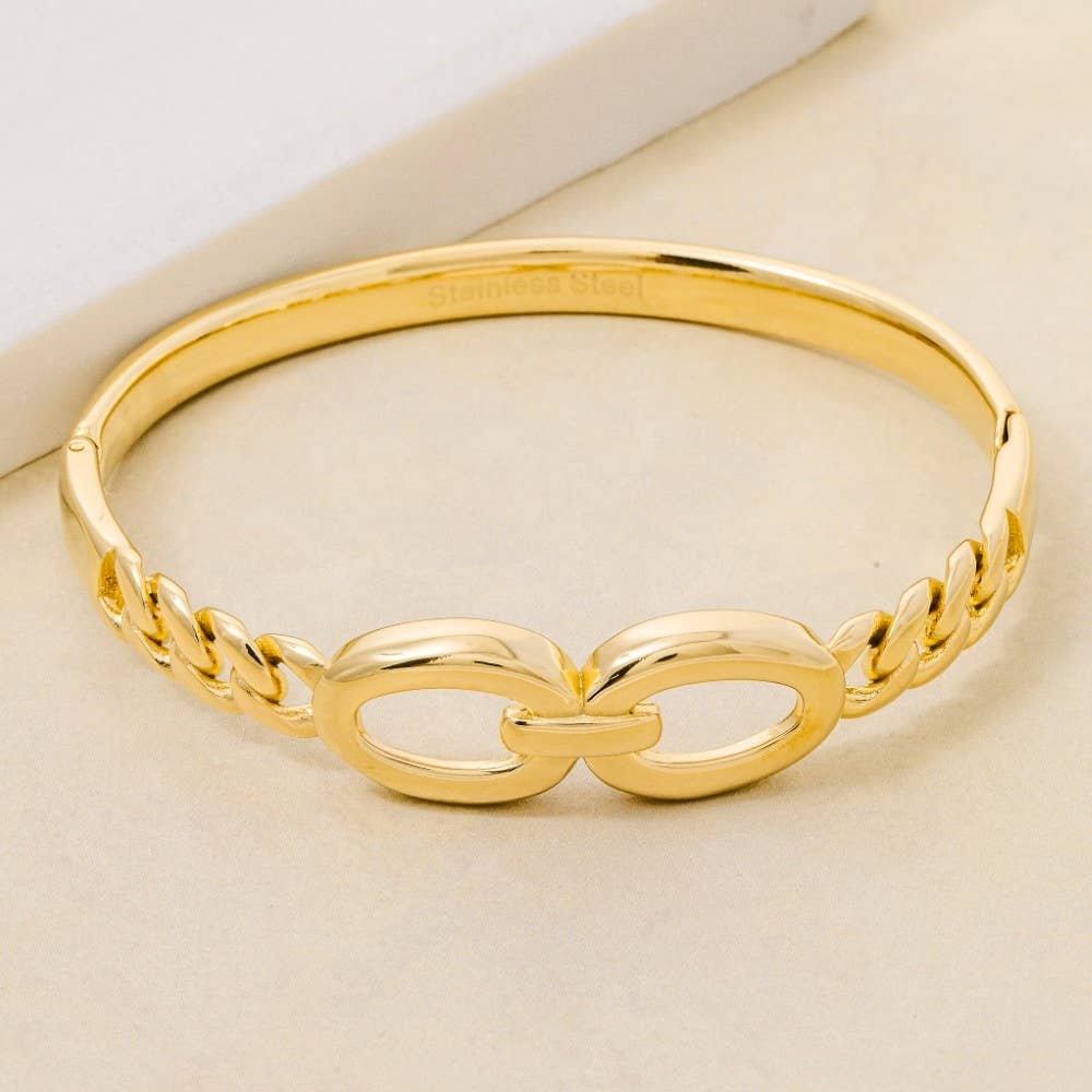 Stainless Steel Solid Curb Chain Hinge Bangle Bracelet