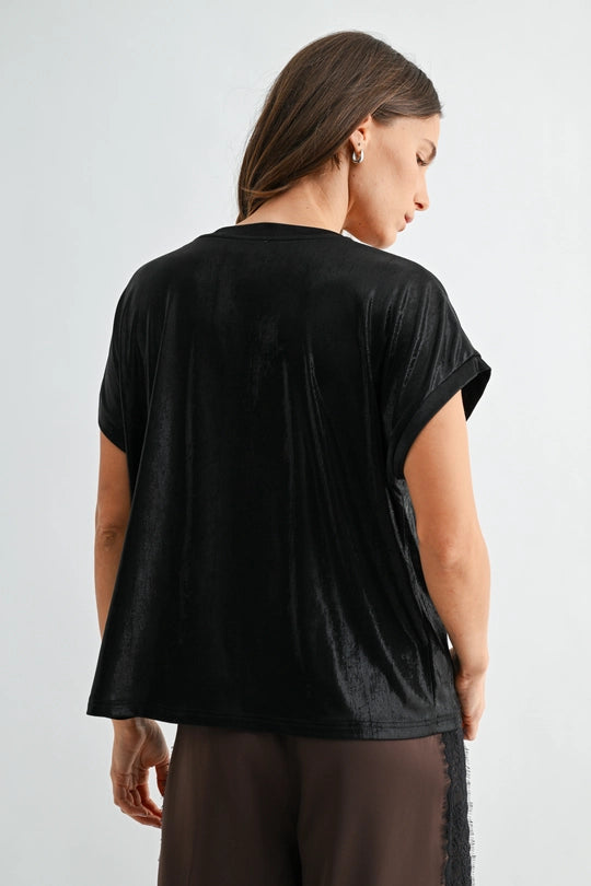 Metallic Knit Dolman Top