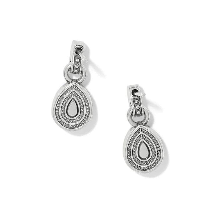 Brighton Halo Gemma petite teardrop post drop earrings in silver with blue enamel, additional view