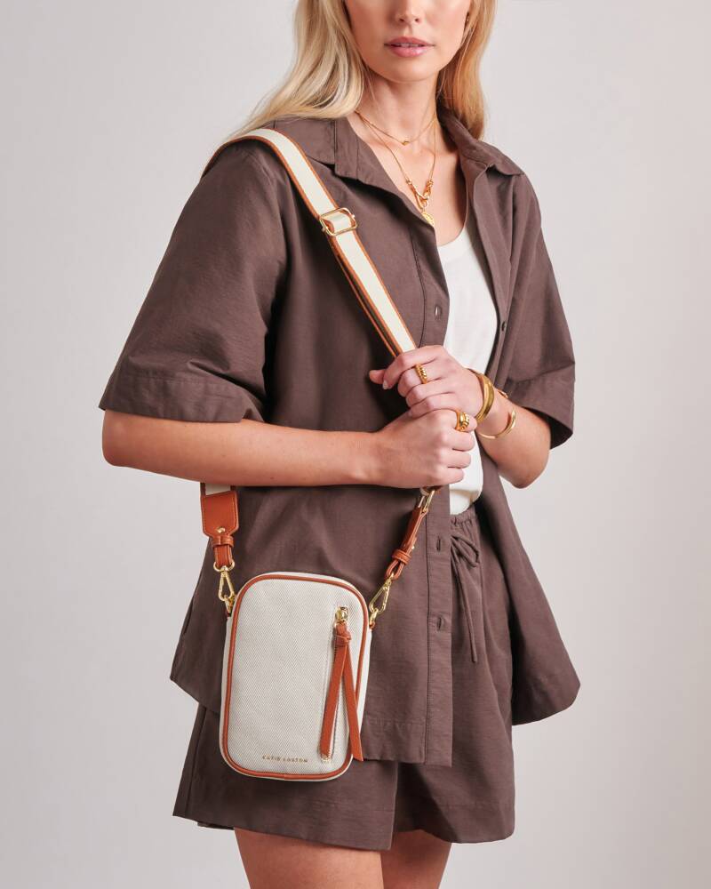 Katie Loxton Hallie Canvas Small Crossbody Bag-Canvas Cognac
