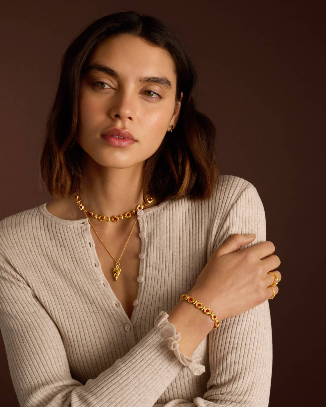 Rouge Noir Waterproof Gold Heart Bracelet
