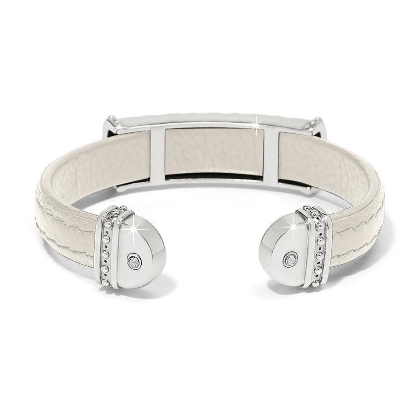 Brighton White Mosaic Two Tone Leather Bar Cuff Bracelet