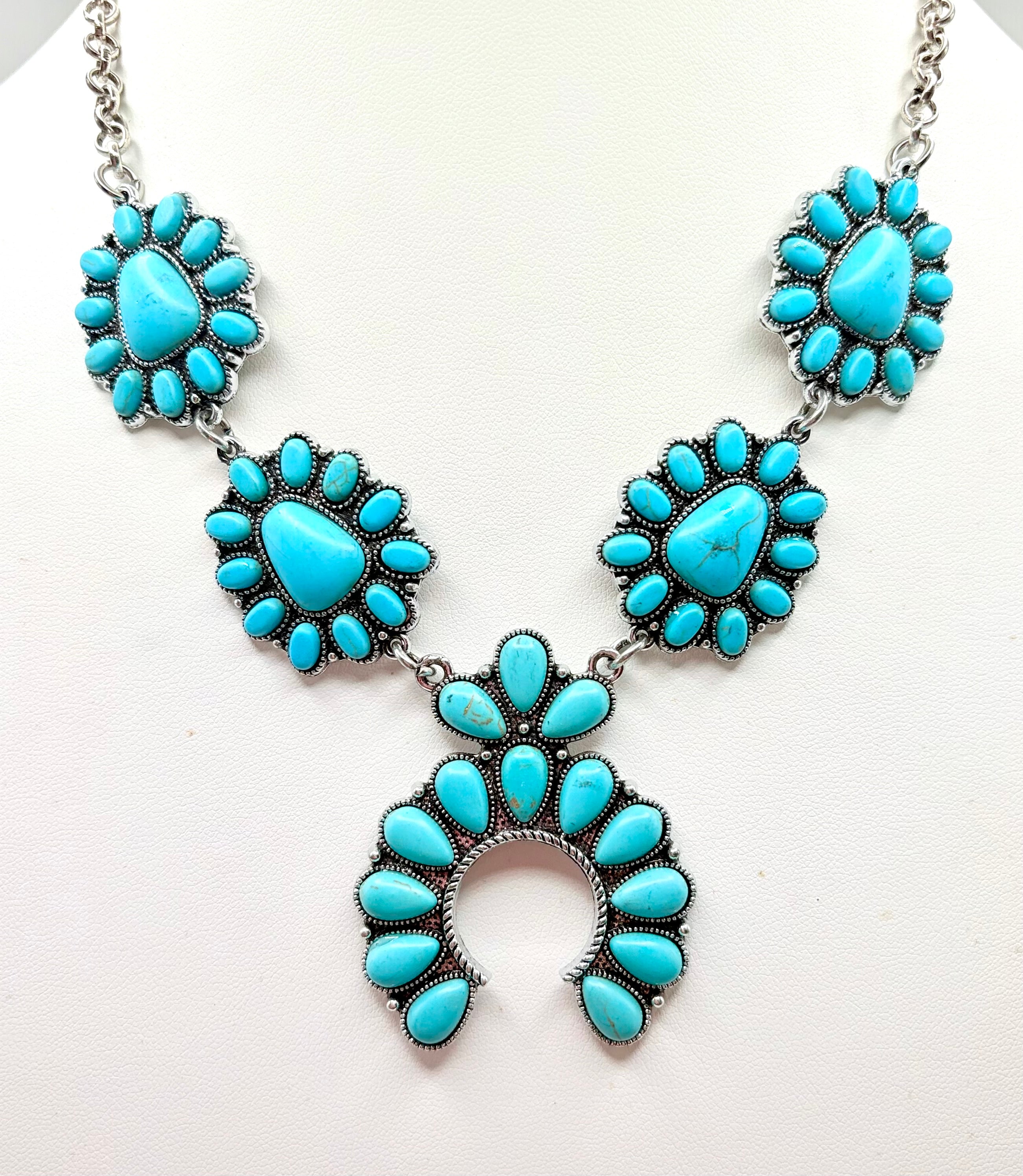 Turquoise Concho Chain Necklace
