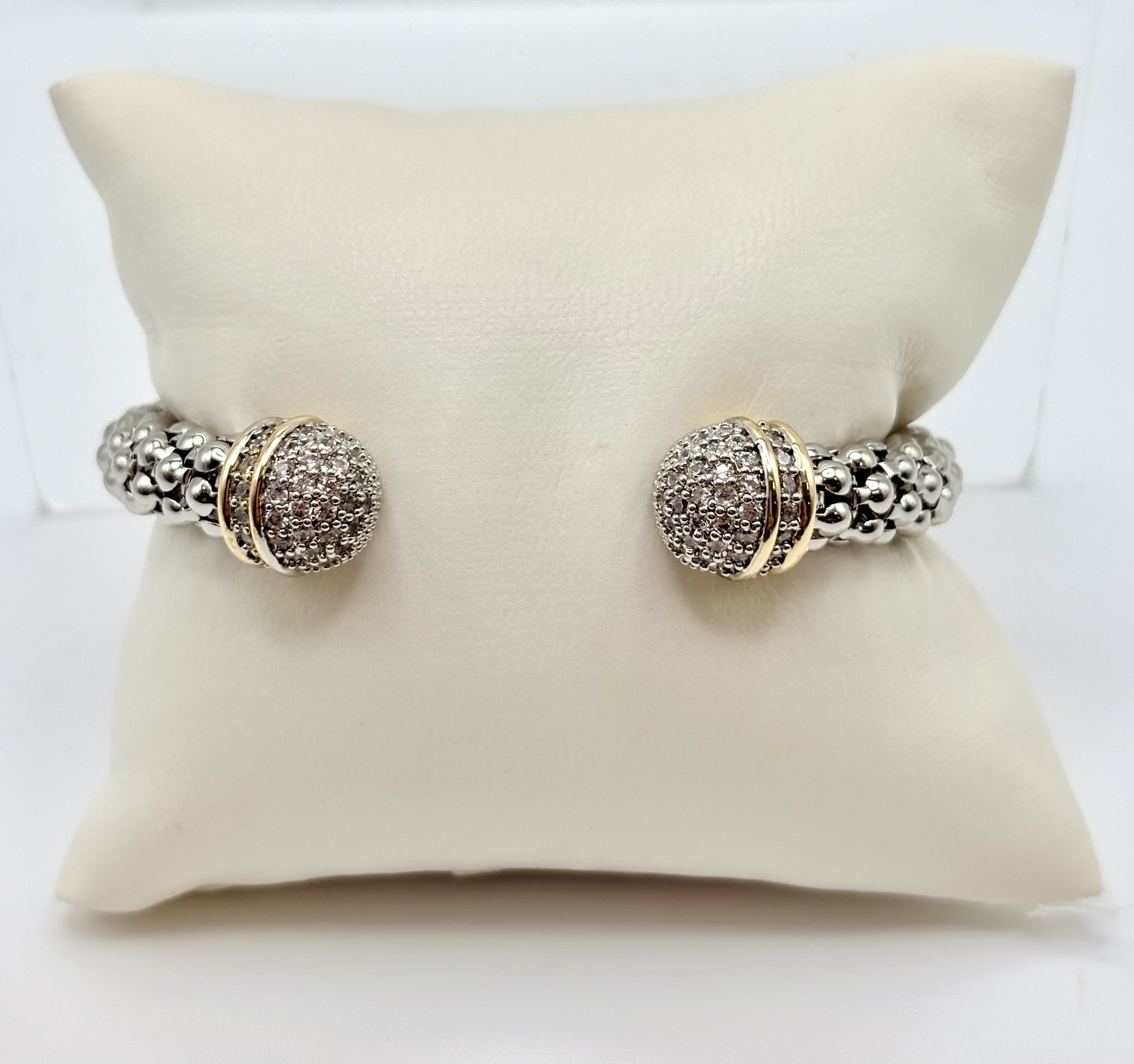 Two tone Cable CZ Cuff Bracelet