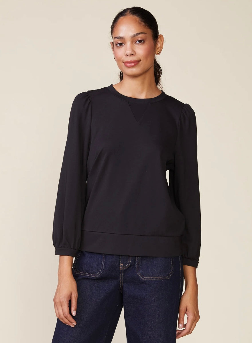 Black 3/4 Sleeve Ponte Top