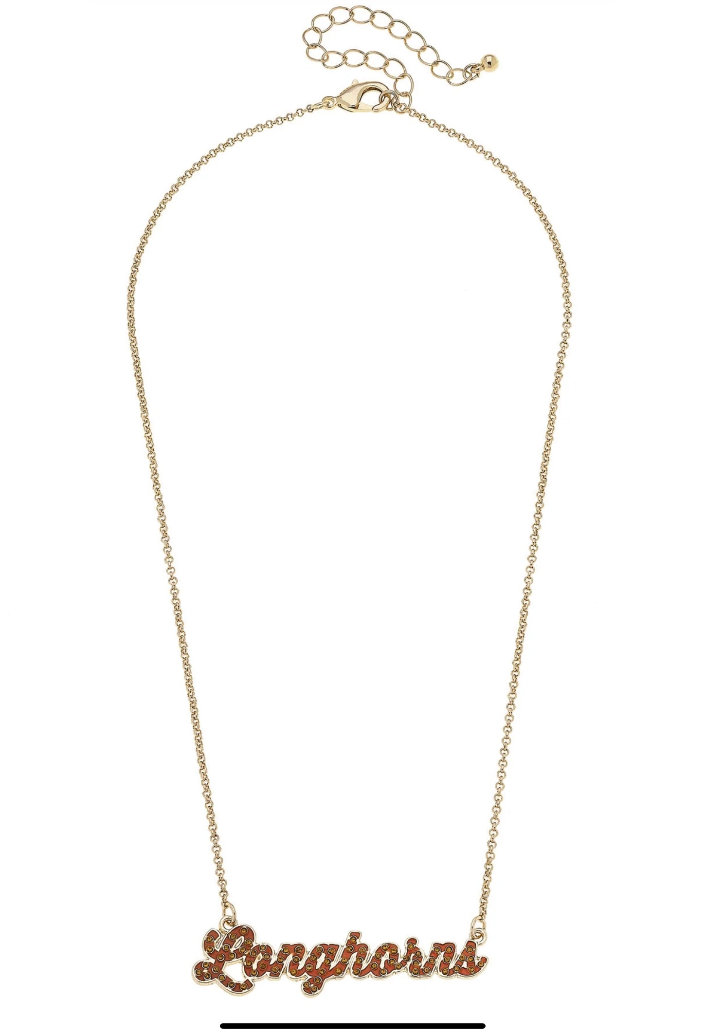 Canvas Texas Longhorns Enamel Script Necklace