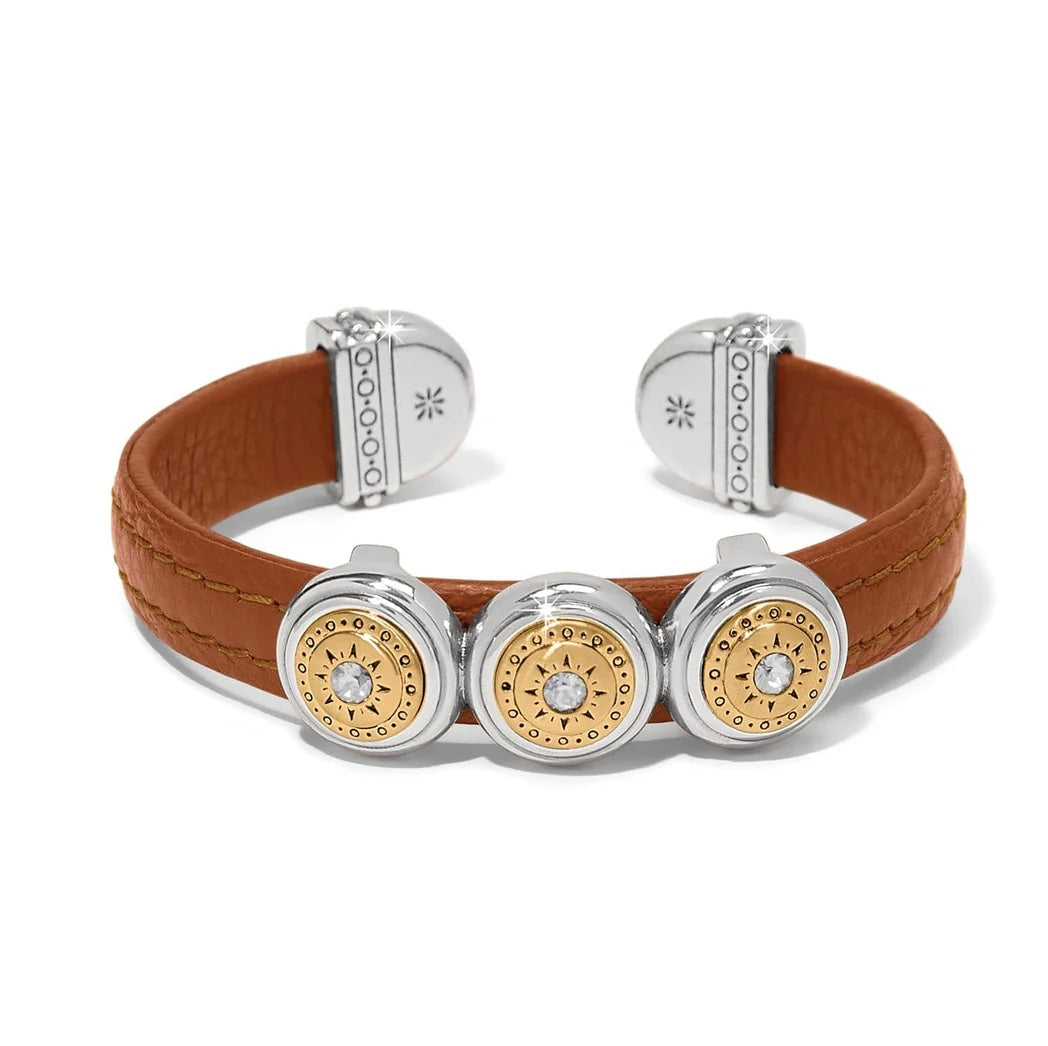 Brighton Mosaic Two Tone Leather Disc Cuff Bracelet