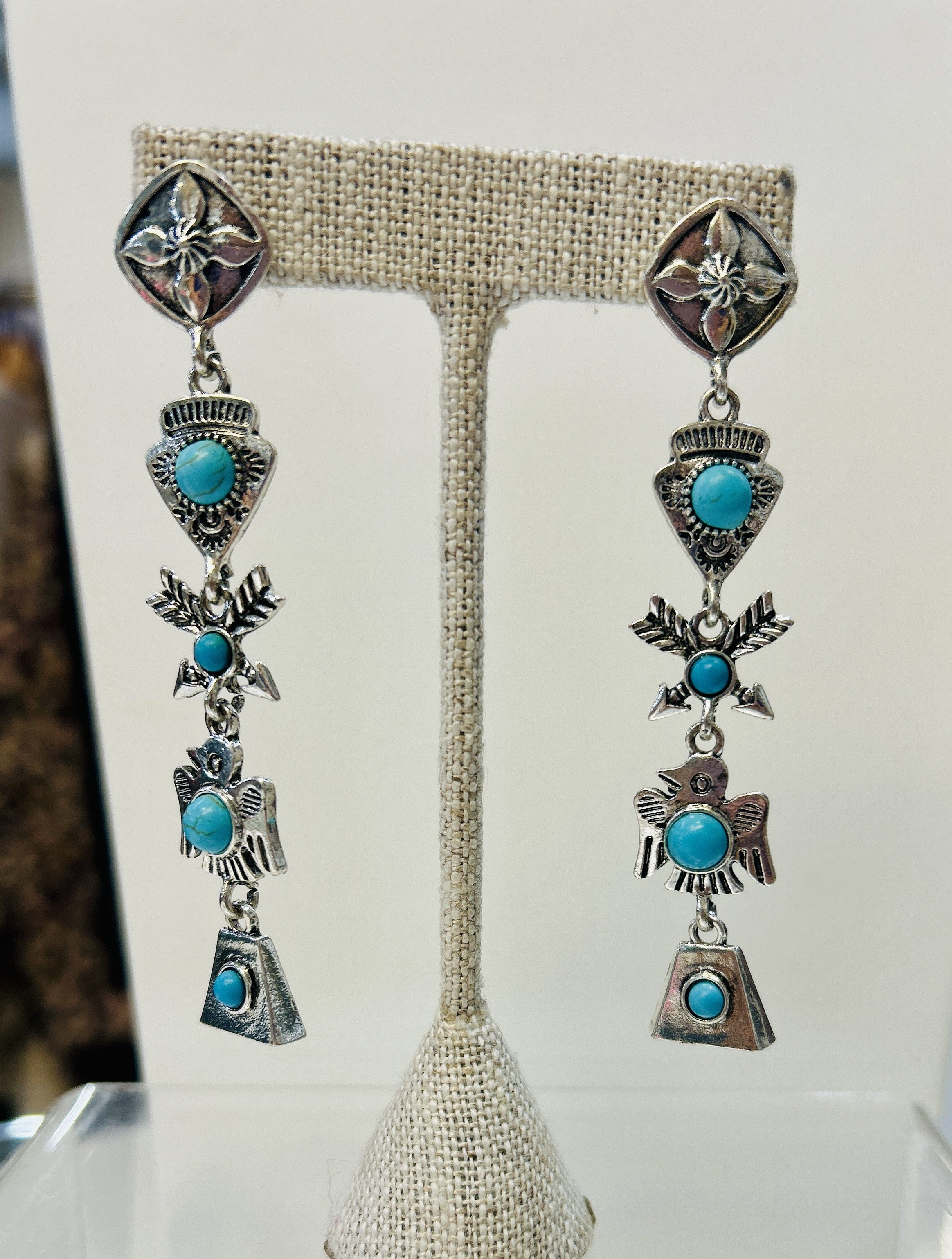 Turquoise Thunderbird Drop Earrings