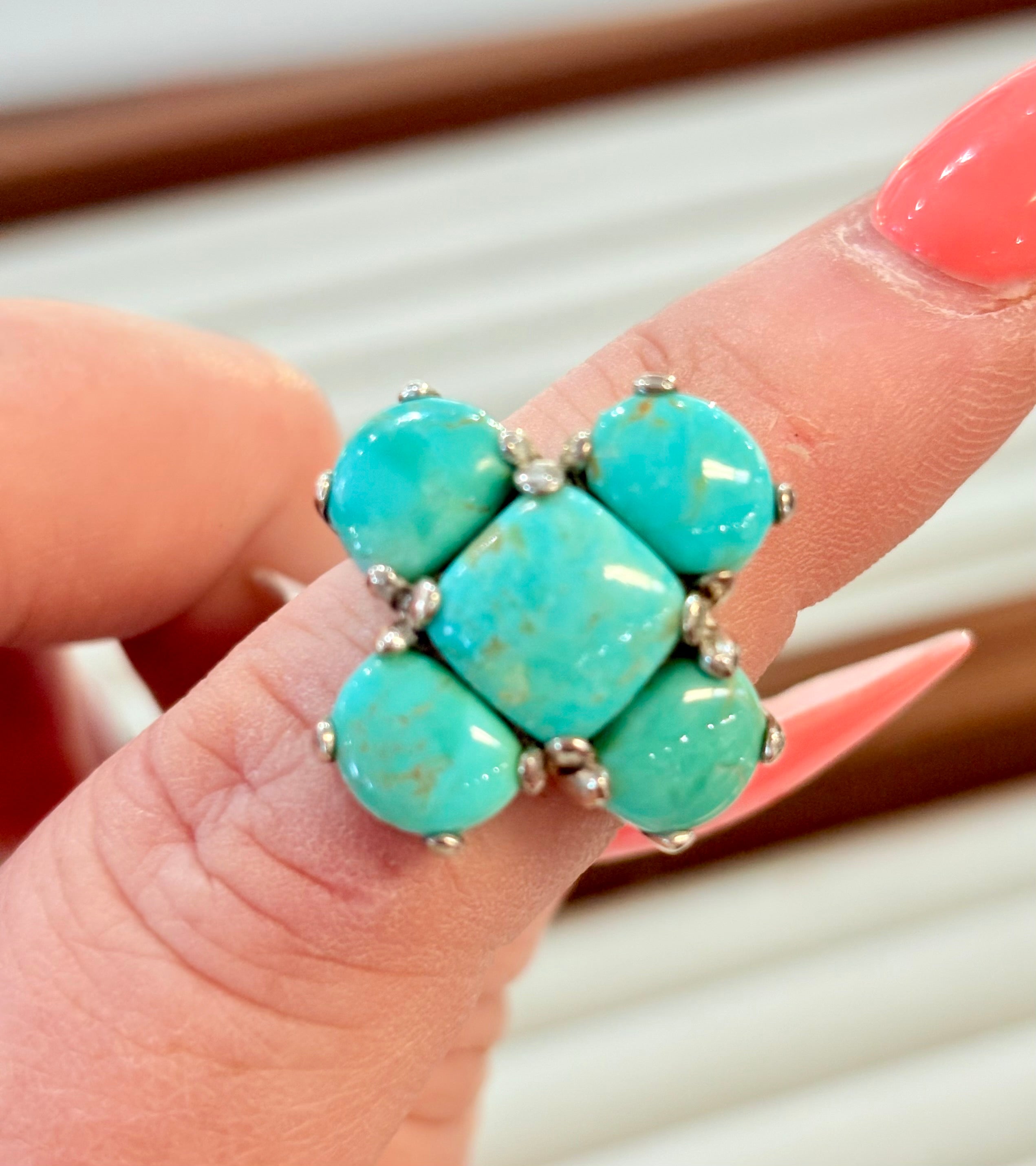 Turquoise Silver Cross Ring
