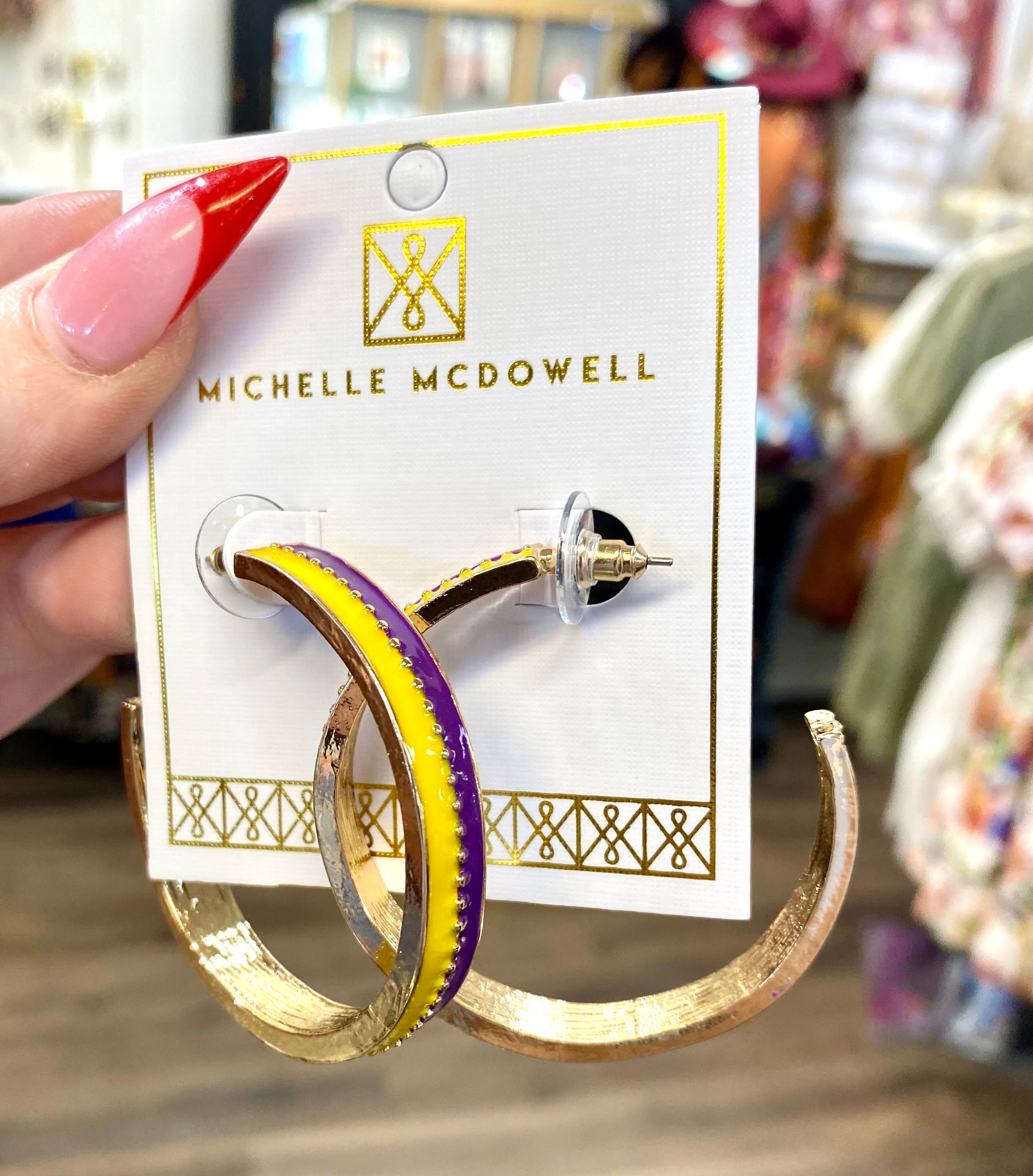 Meaghan Purple & Gold Large Hoops