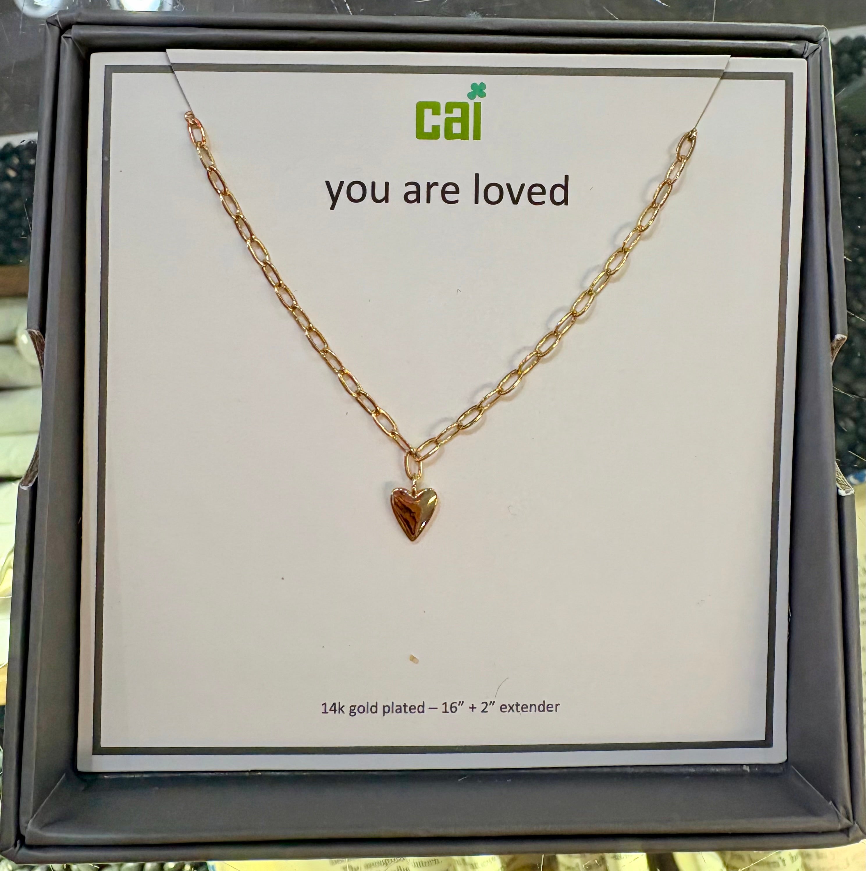 Heart You Are Loved Necklace - Gold
