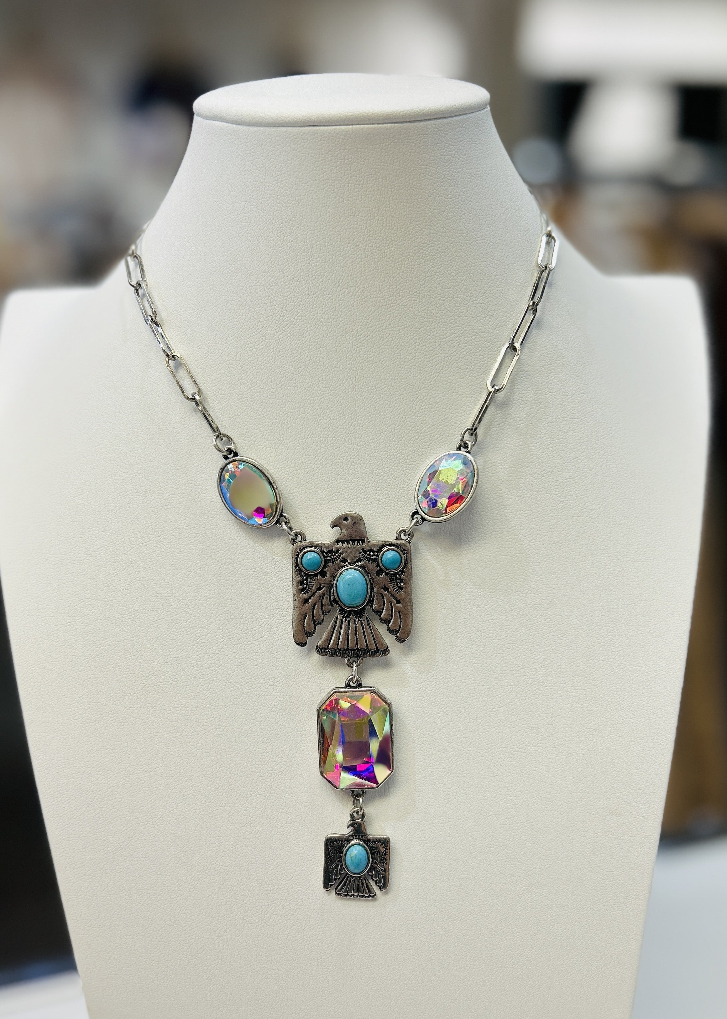 Eagle and Turquoise Necklace & Earrings