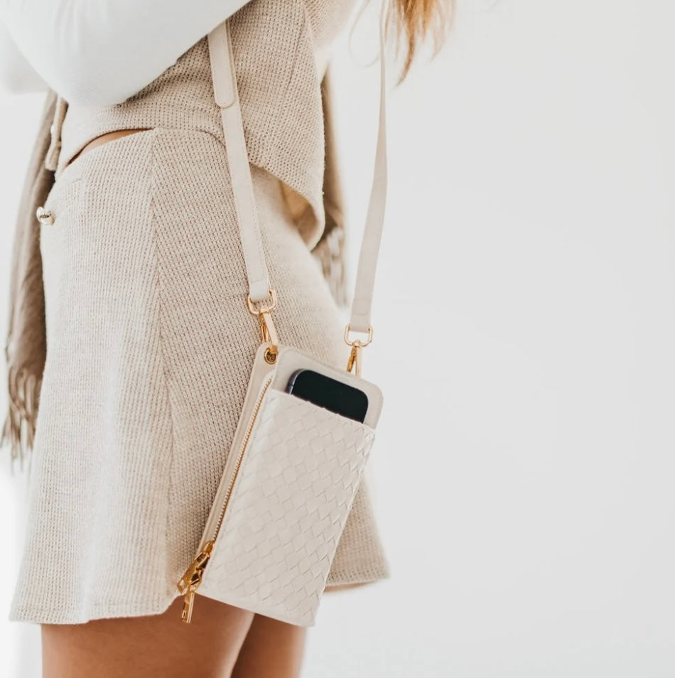 Cream Woven Phone Bag — Accents Boutique, Marble Falls TX