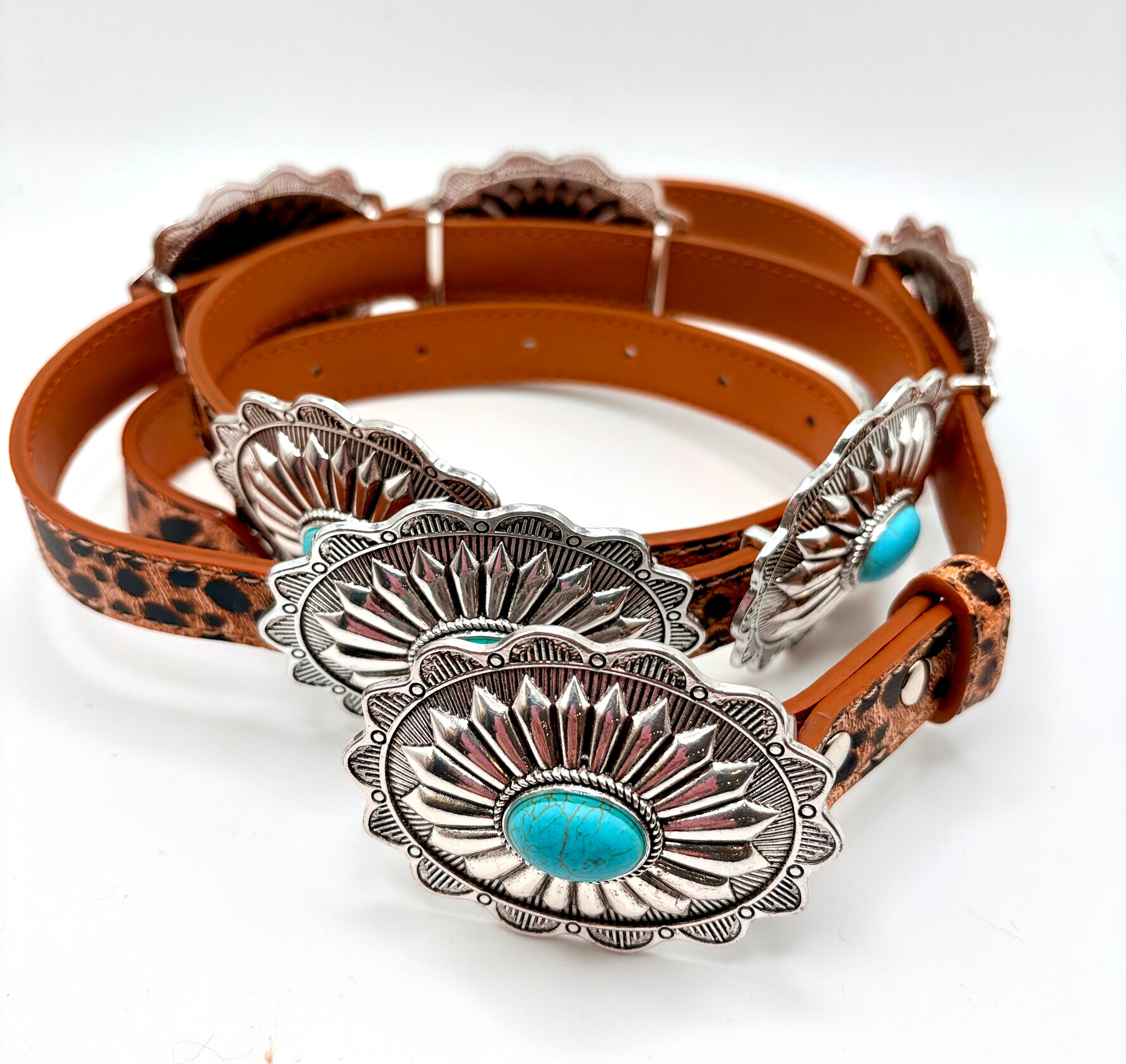 Leopard Turquoise Concho Belt