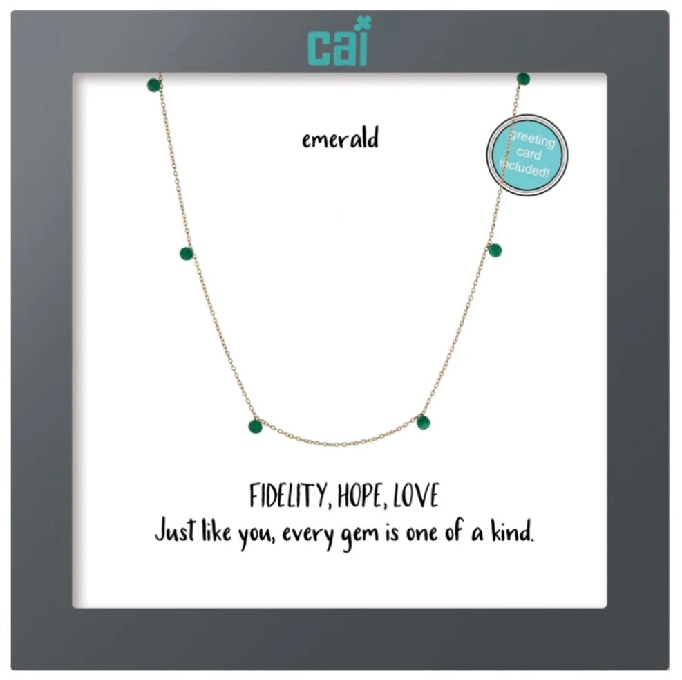 Celestial Gemstone Necklace - Gold Emerald