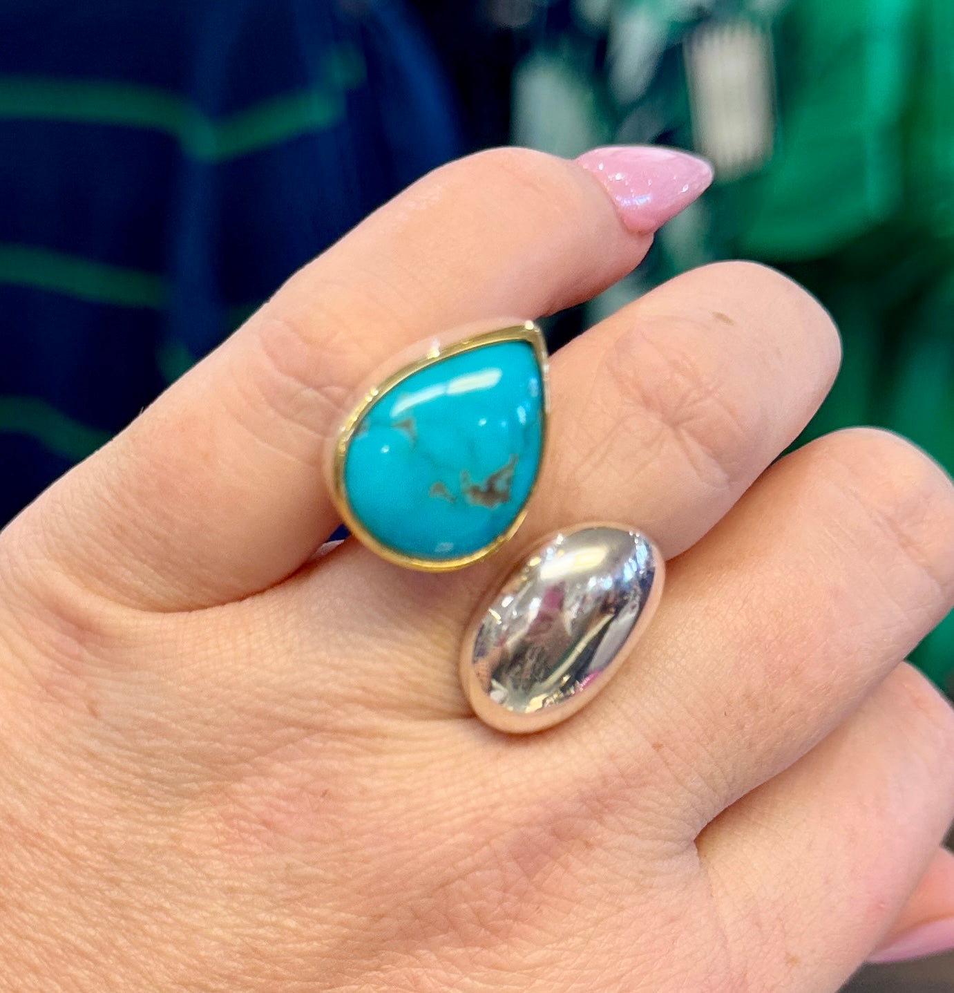 Turquoise Teardrop Wrap Ring