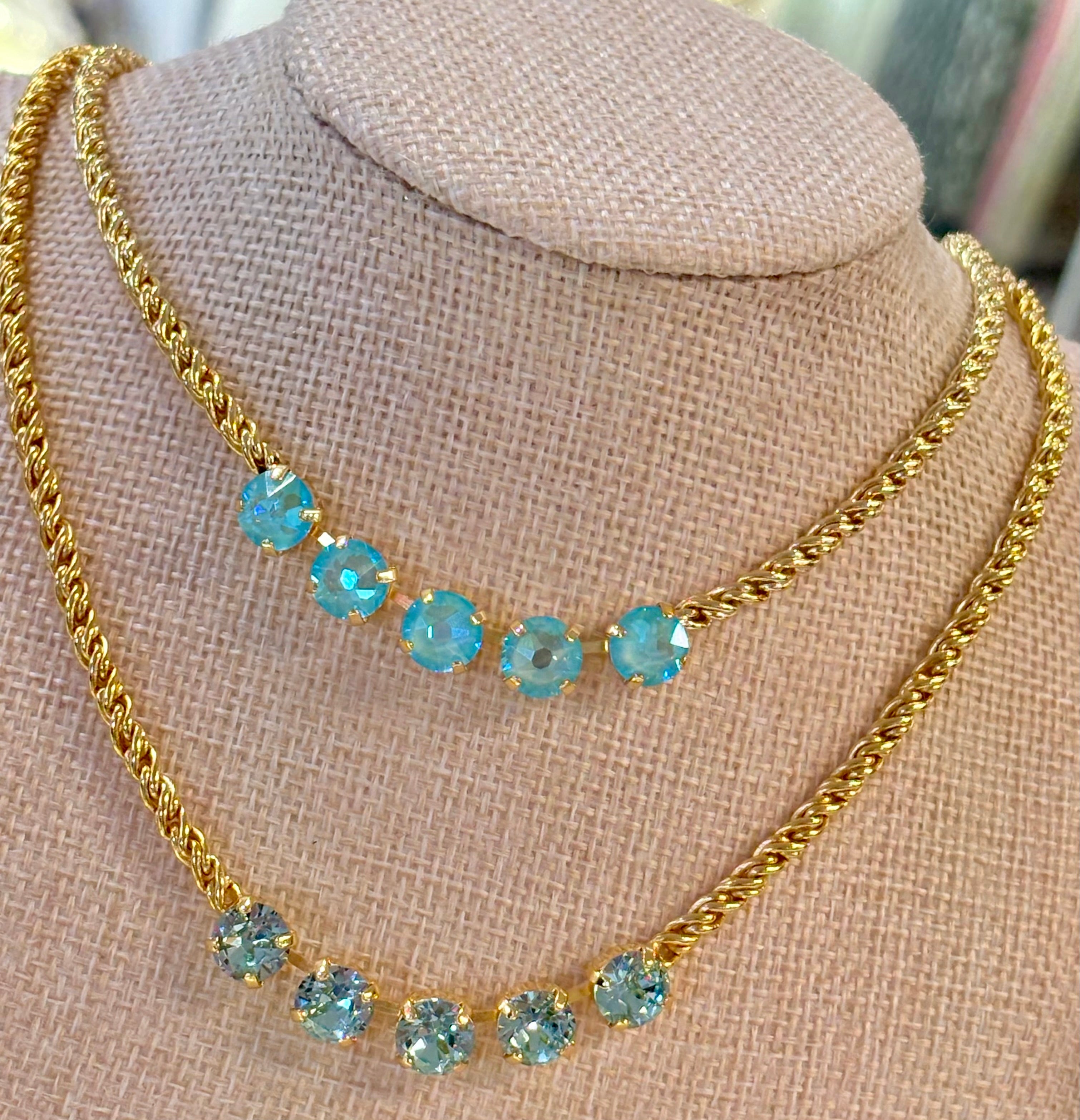 Sorrelli Aquamarine Tennis Rope Chain Necklace — Accents Boutique, Marble Falls TX