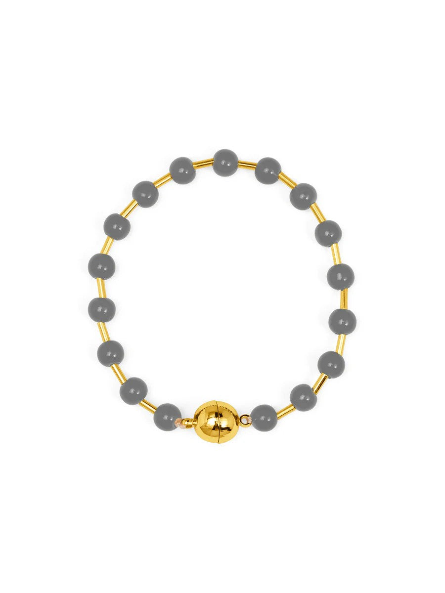 Glass Bead Magnet Bracelet-Gry