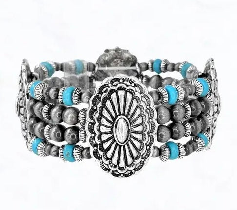 Concho Beaded Stretch Bracelet