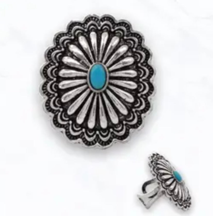 Floral Concho Adjustable Ring