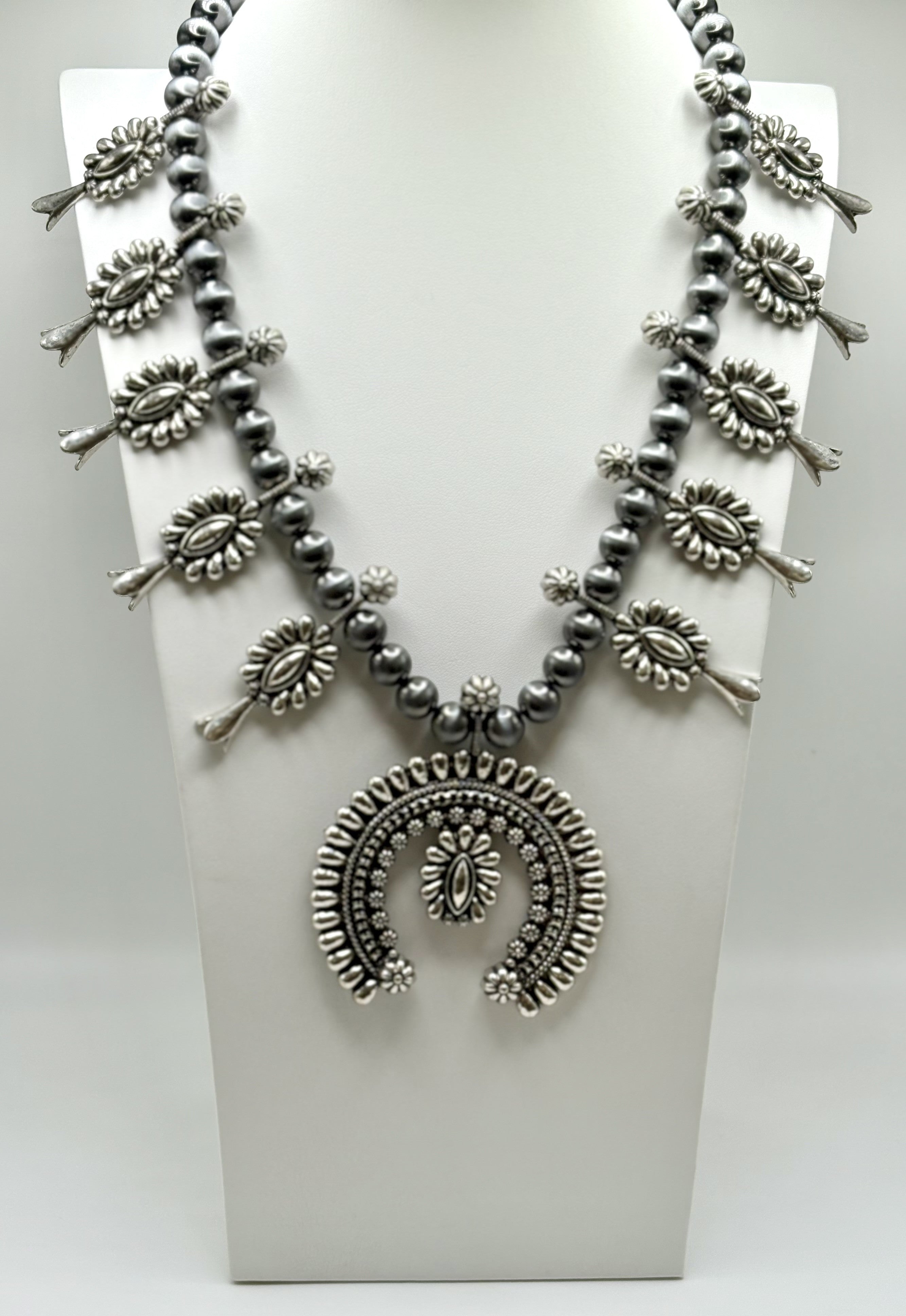 Faux Silver Necklace & Earrings