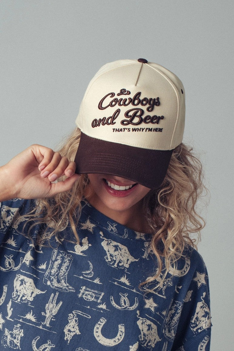 Cowboys and Beer Hat-Cream
