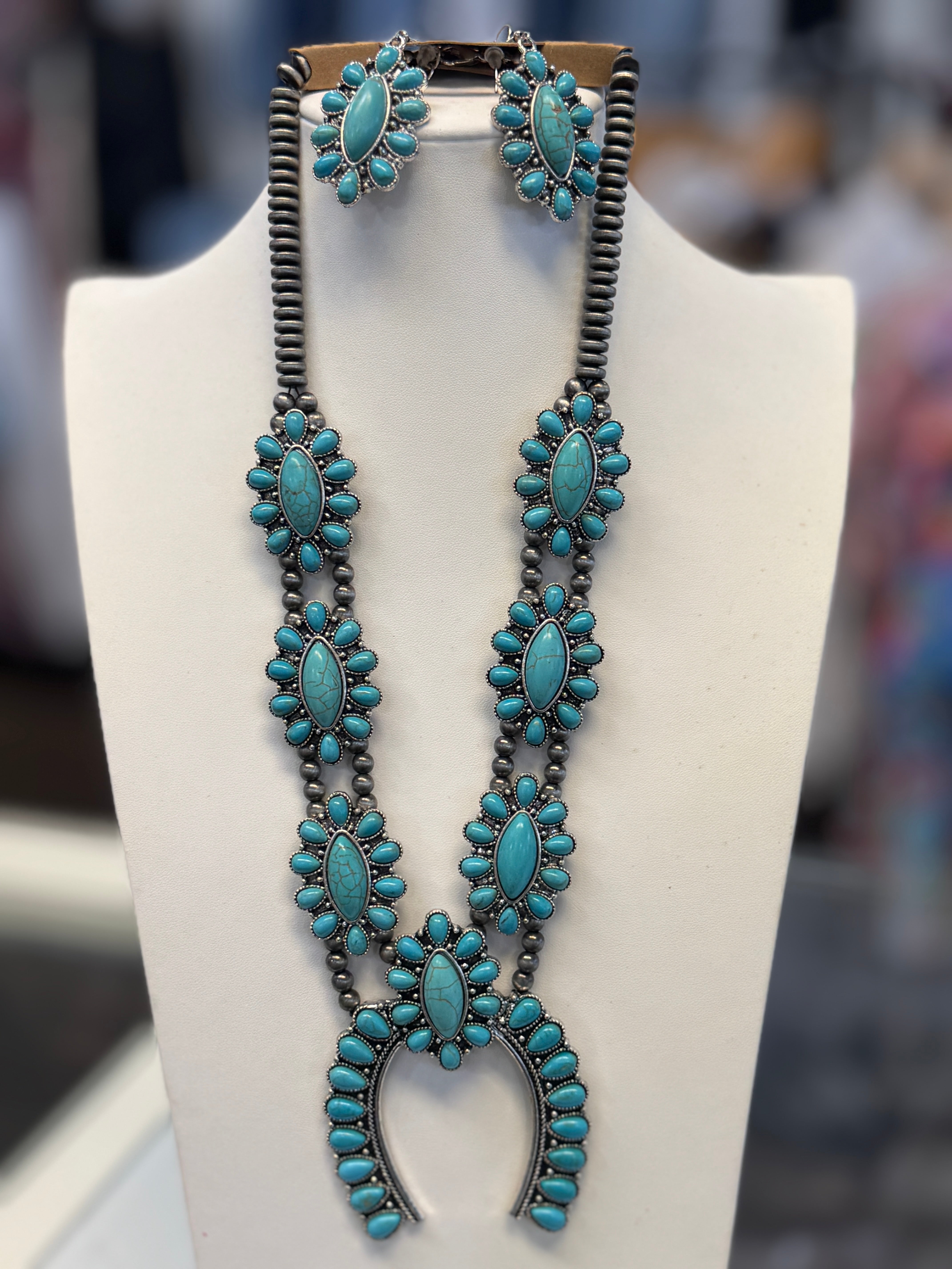 Turquoise Squash Blossom Necklace