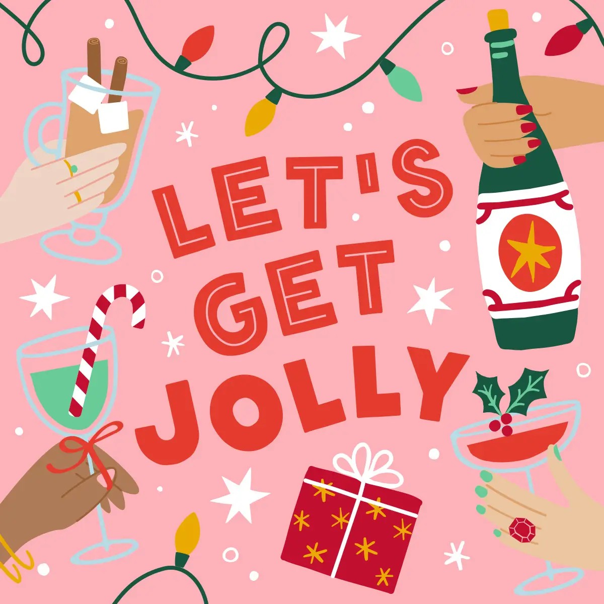 Christmas Cocktail Napkins-Let's Get Jolly