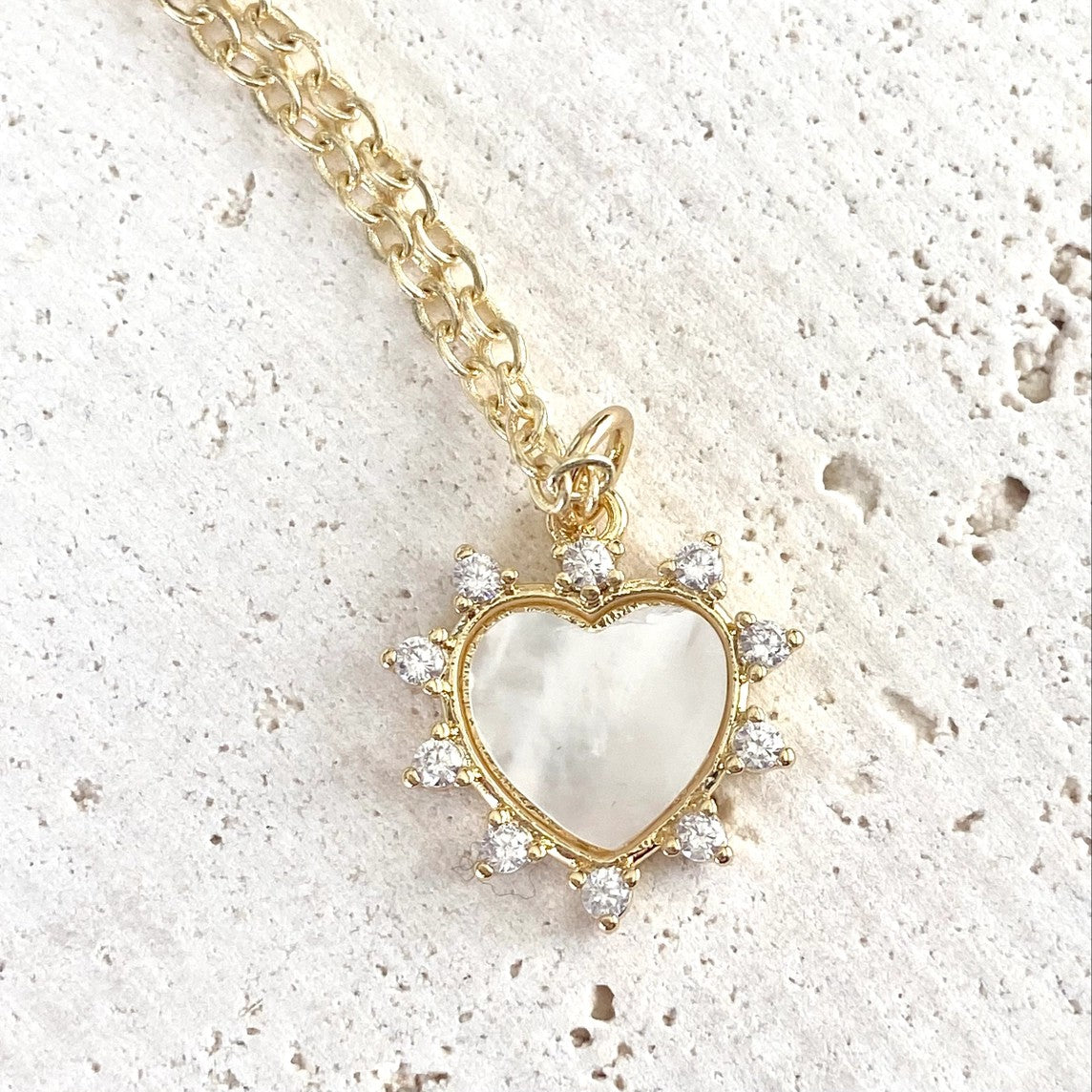 Heart Love Spike Pearl Necklace Beach Ocean