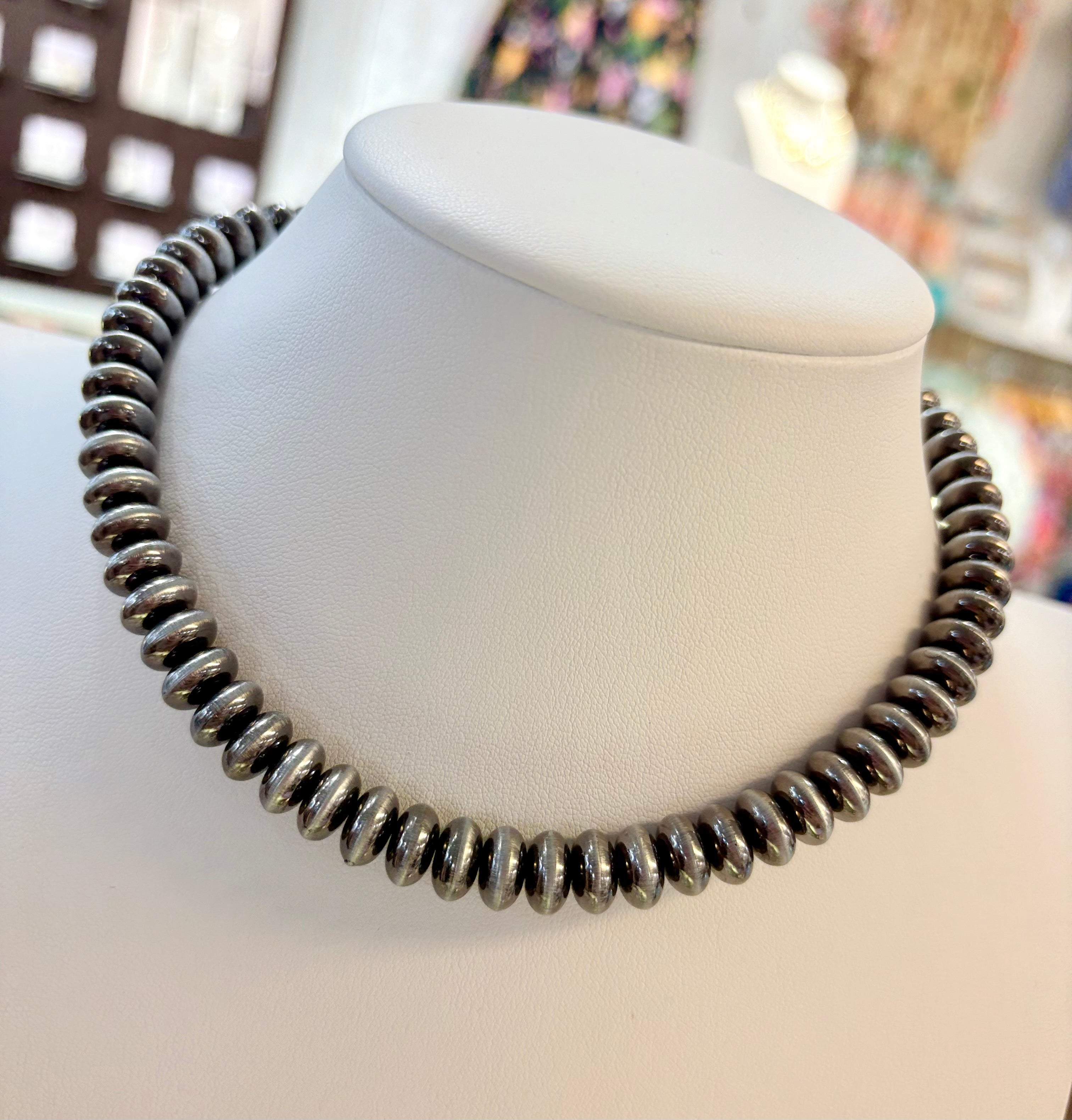Single Strand Oblong Navajo Pearl Necklace