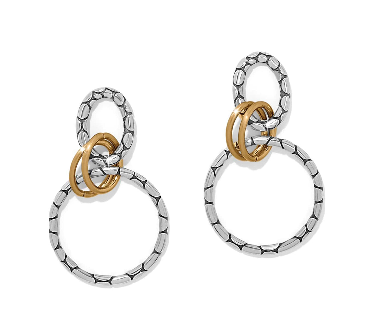 Brighton Pebble Link Two Tone Post Drop Earrings
