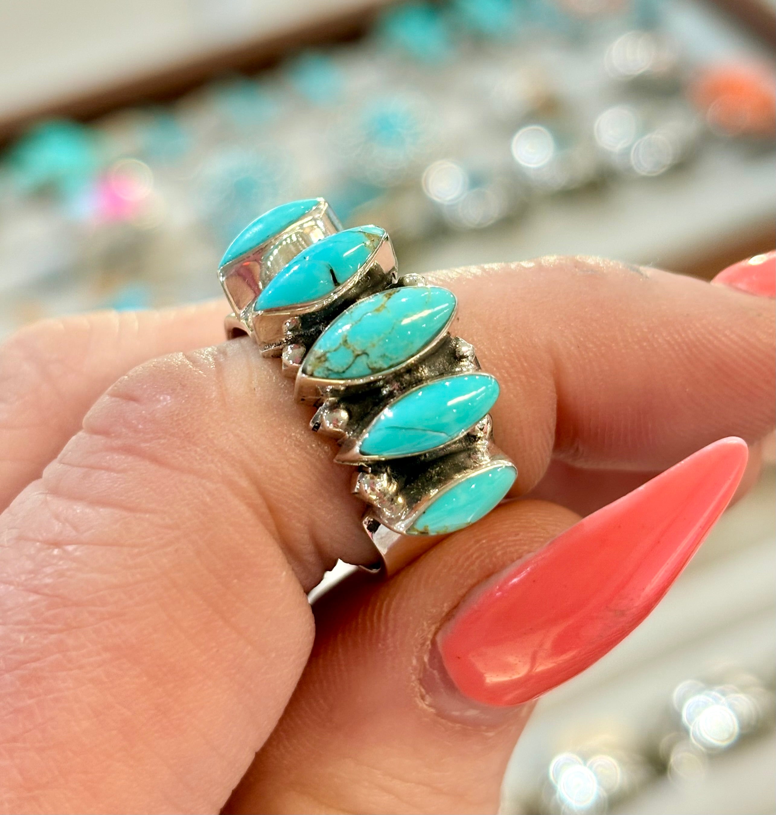 Turquoise Marquis 5 Stone Band
