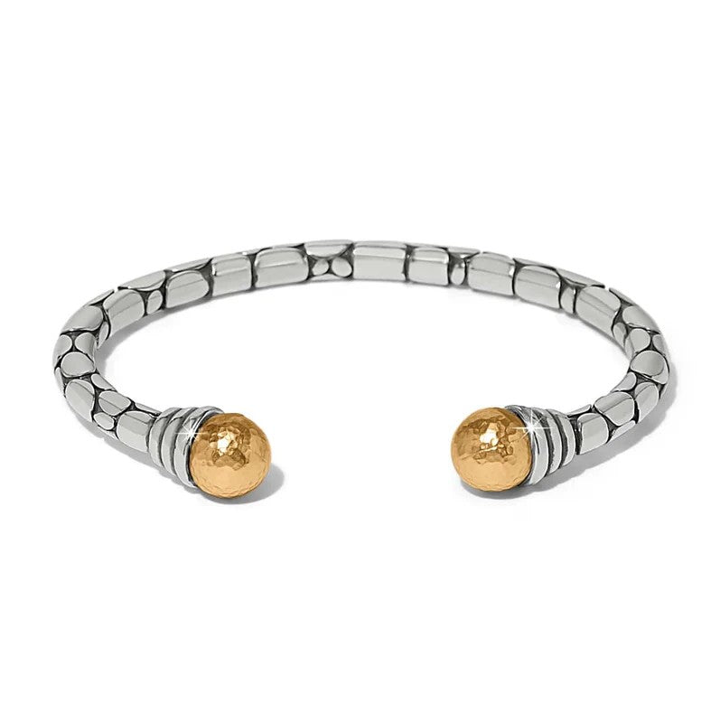 Brighton Pebble Link Two Tone Open Flex Cuff Bracelet