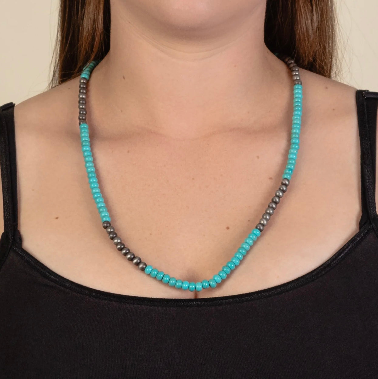 Turquoise & Navajo Pearl Bead Necklace