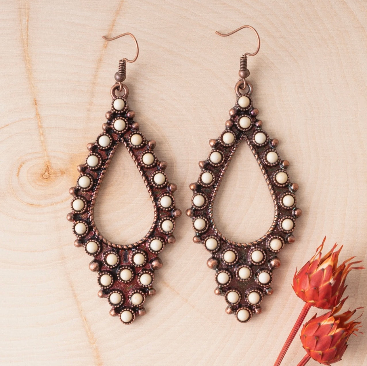 White Buffalo Chandelier Earrings
