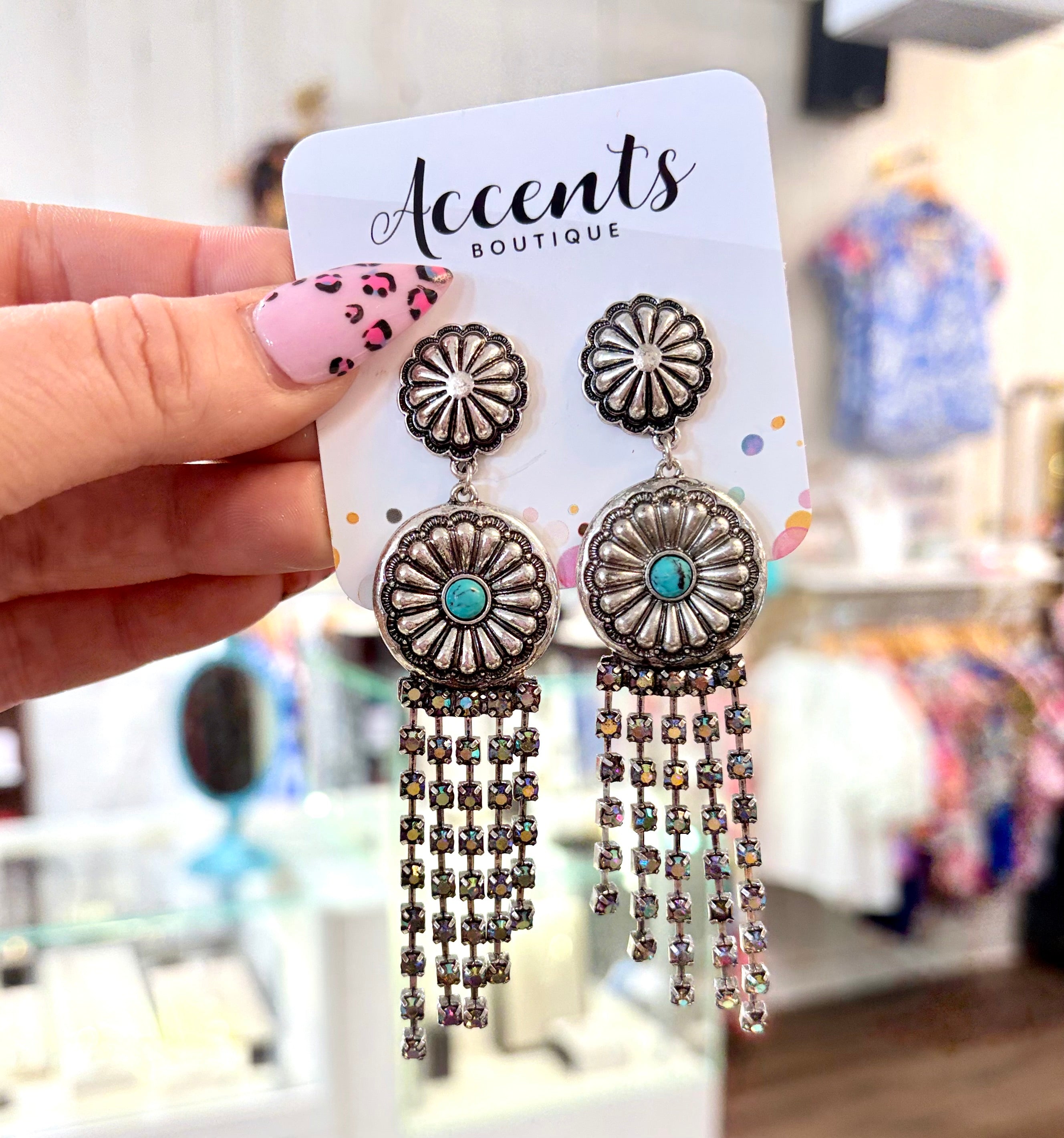 Concho Crustal Dangle Earrings