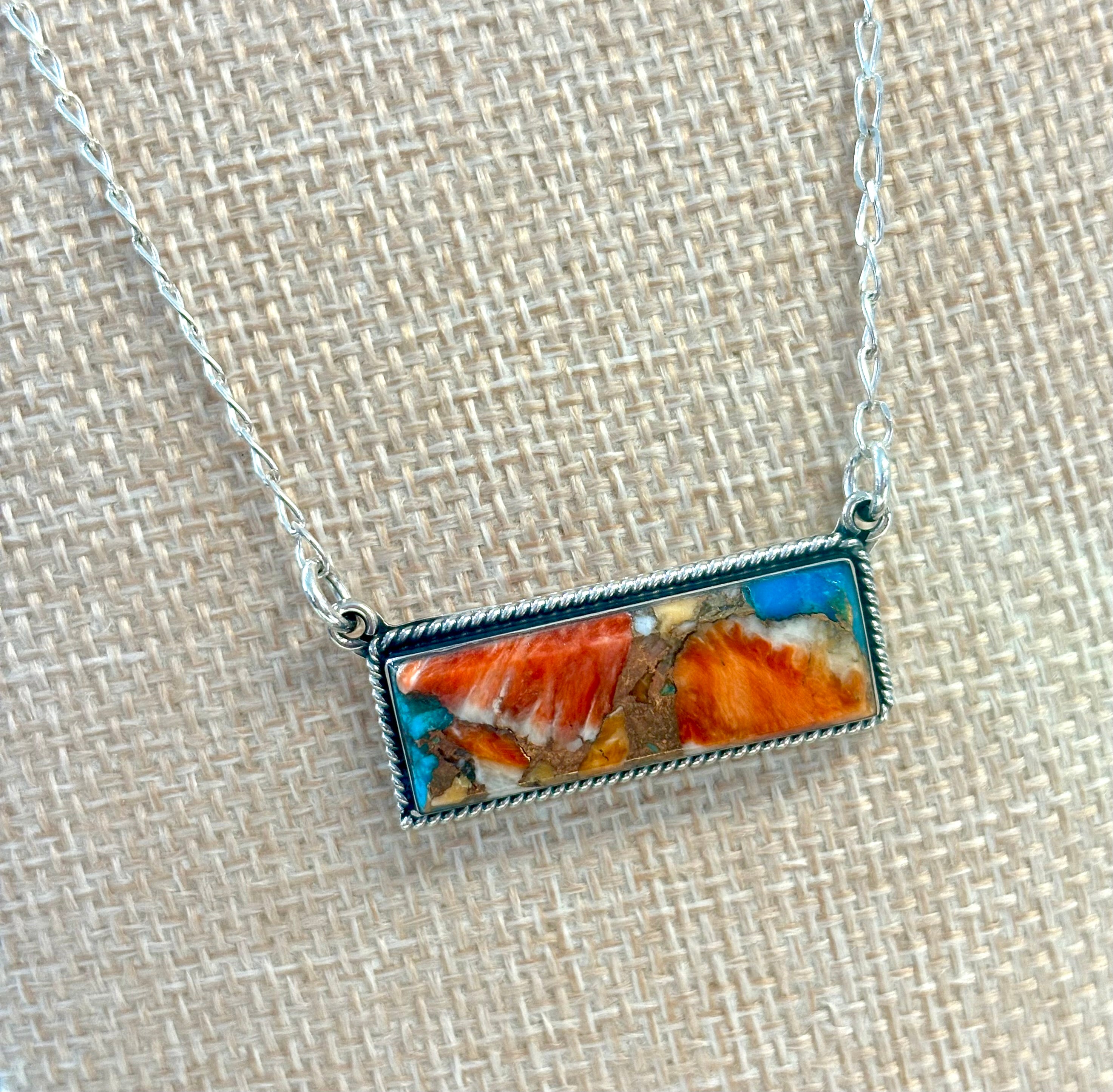 Pumpkin Spice Sterling Silver Bar Necklace