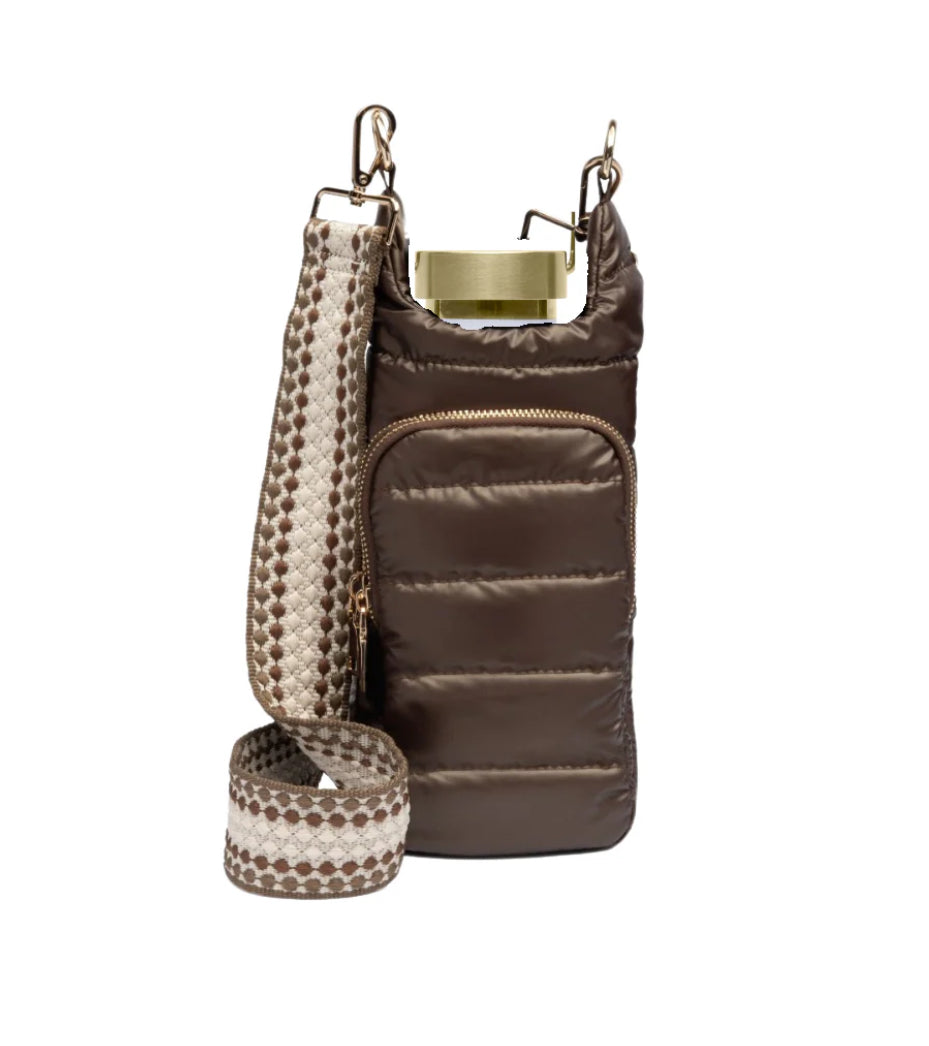 Chocolate Brown Shiny Hydrobag W Dark Patterned Strap